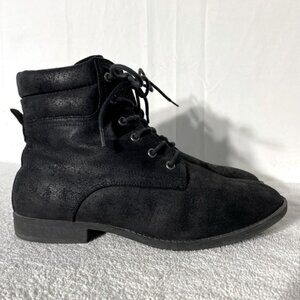 SOLD-Justfabulous Black Faux Suede Lace Up Ankle Boots 8